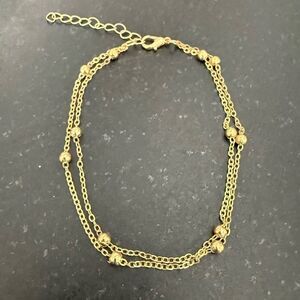 Unisex 14k Gold Plated Double Chain Anklet or Bracelet – Adjustable Size